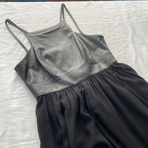 Banana Republic black midi dress. Leather halter top with feminine skirt. Size 6